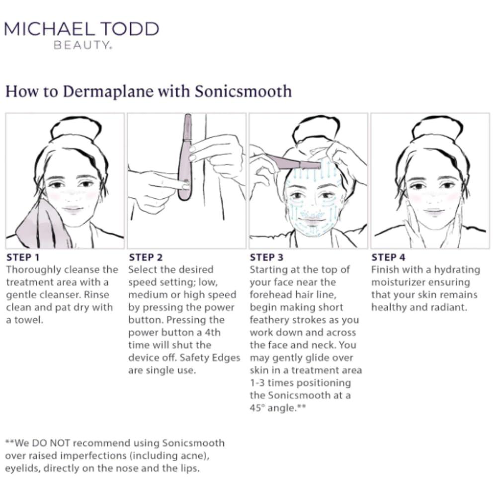 image:imageMichael Todd Beauty Sonicsmooth SONIC Technology Dermaplaning Tool 2 in 1 Womens Facial Exfoliation amp Peach Fuzz Hair Removal System with 8 Weeks of Dermaplaning Blades