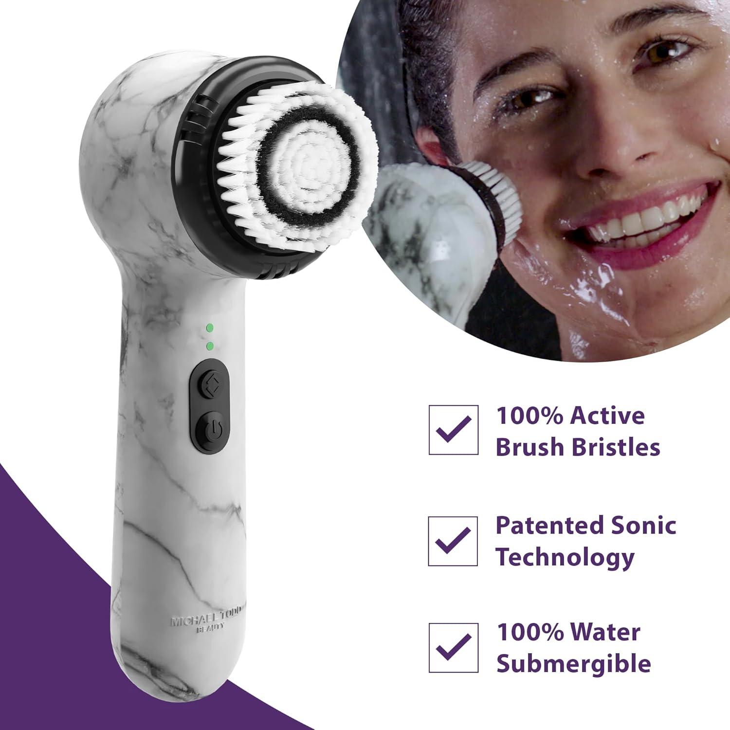 image:imageMichael Todd Beauty Soniclear Allure 2024 Best of Beauty Winner Facial Cleansing Exfoliation Brush System with Antimicrobial Protected Bristles 4 speeds Serum Infusion Head Travel Case