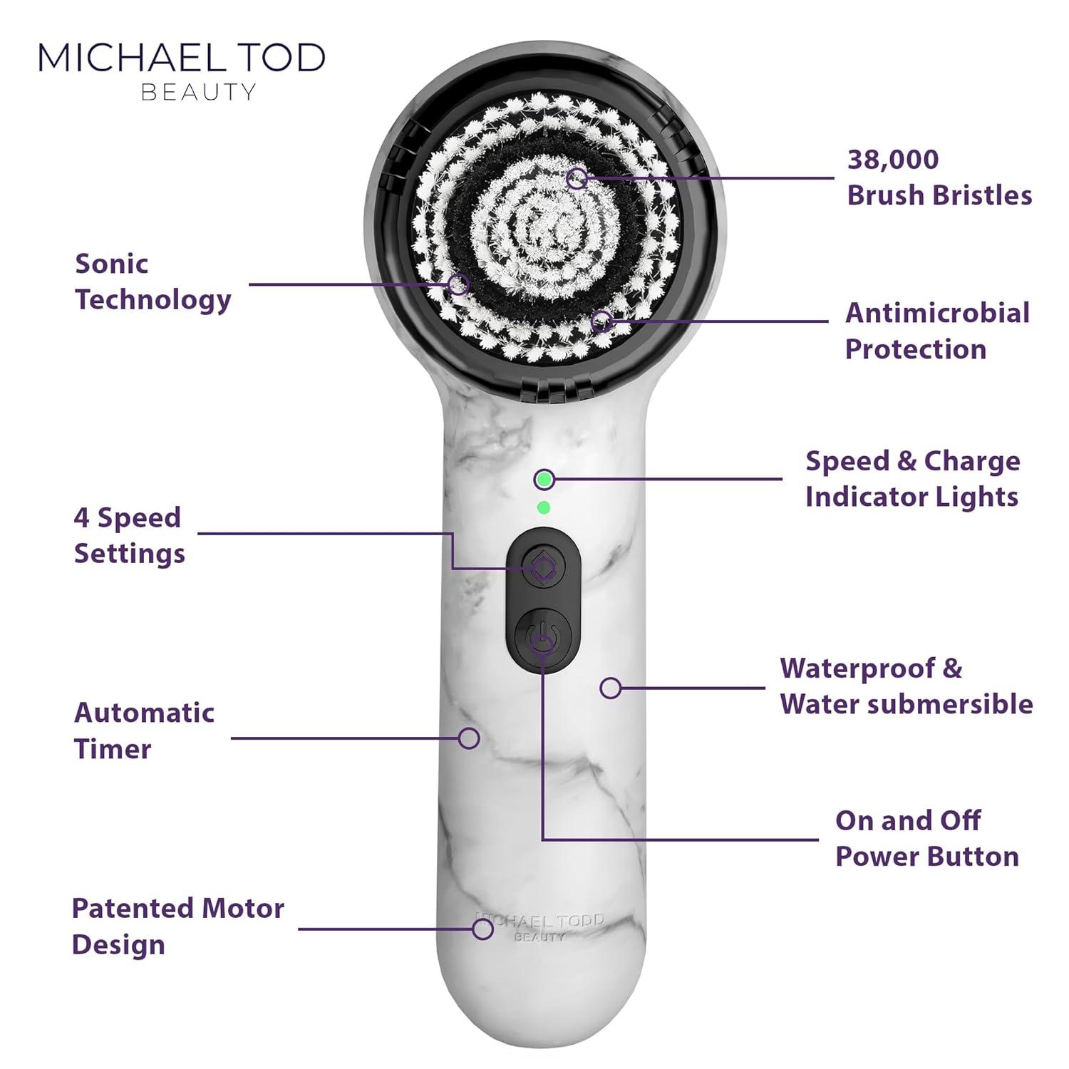 image:imageMichael Todd Beauty Soniclear Allure 2024 Best of Beauty Winner Facial Cleansing Exfoliation Brush System with Antimicrobial Protected Bristles 4 speeds Serum Infusion Head Travel Case