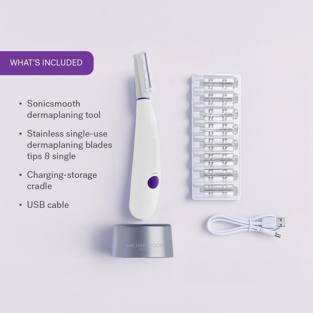image:imageMichael Todd Beauty Sonicsmooth Dermaplane Razor for Women Face Eyebrow trimmer Dermaplaning System Peach Fuzz Remover 8 Weeks of Dermaplaning BladesWhite