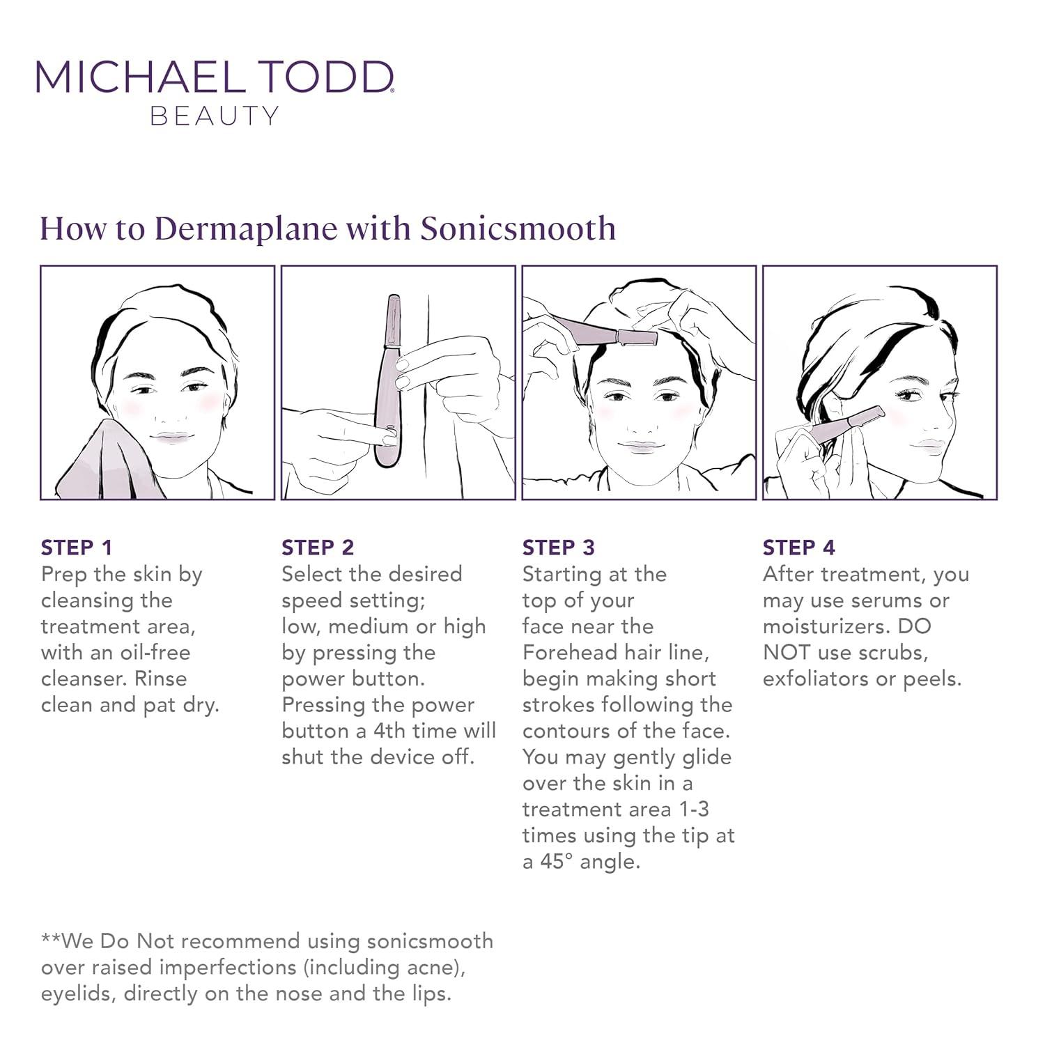 image:imageMichael Todd Beauty Sonicsmooth Dermaplane Razor for Women Face Eyebrow trimmer Dermaplaning System Peach Fuzz Remover 8 Weeks of Dermaplaning BladesPink