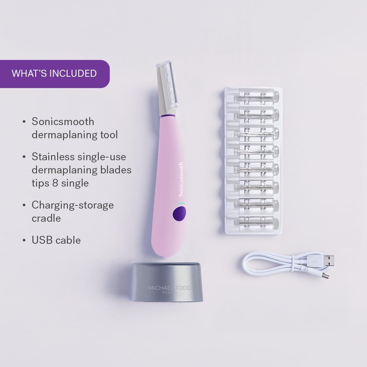 image:imageMichael Todd Beauty Sonicsmooth Dermaplane Razor for Women Face Eyebrow trimmer Dermaplaning System Peach Fuzz Remover 8 Weeks of Dermaplaning BladesPink