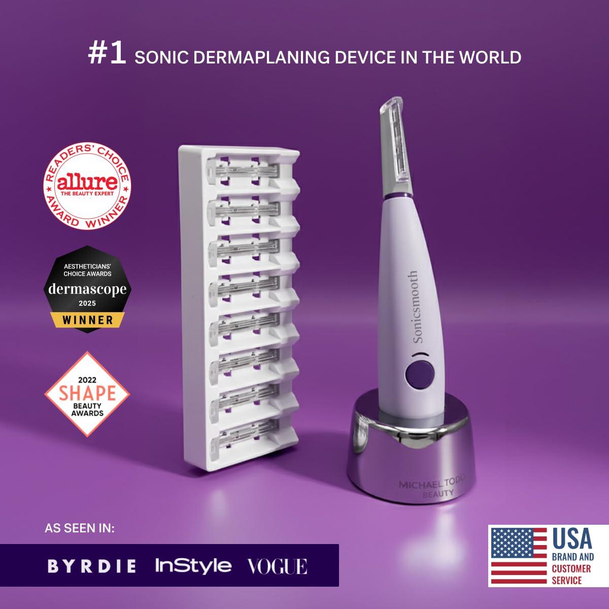 image:imageMichael Todd Beauty Sonicsmooth Dermaplane Razor for Women Face Eyebrow trimmer Dermaplaning System Peach Fuzz Remover 8 Weeks of Dermaplaning BladesLavender