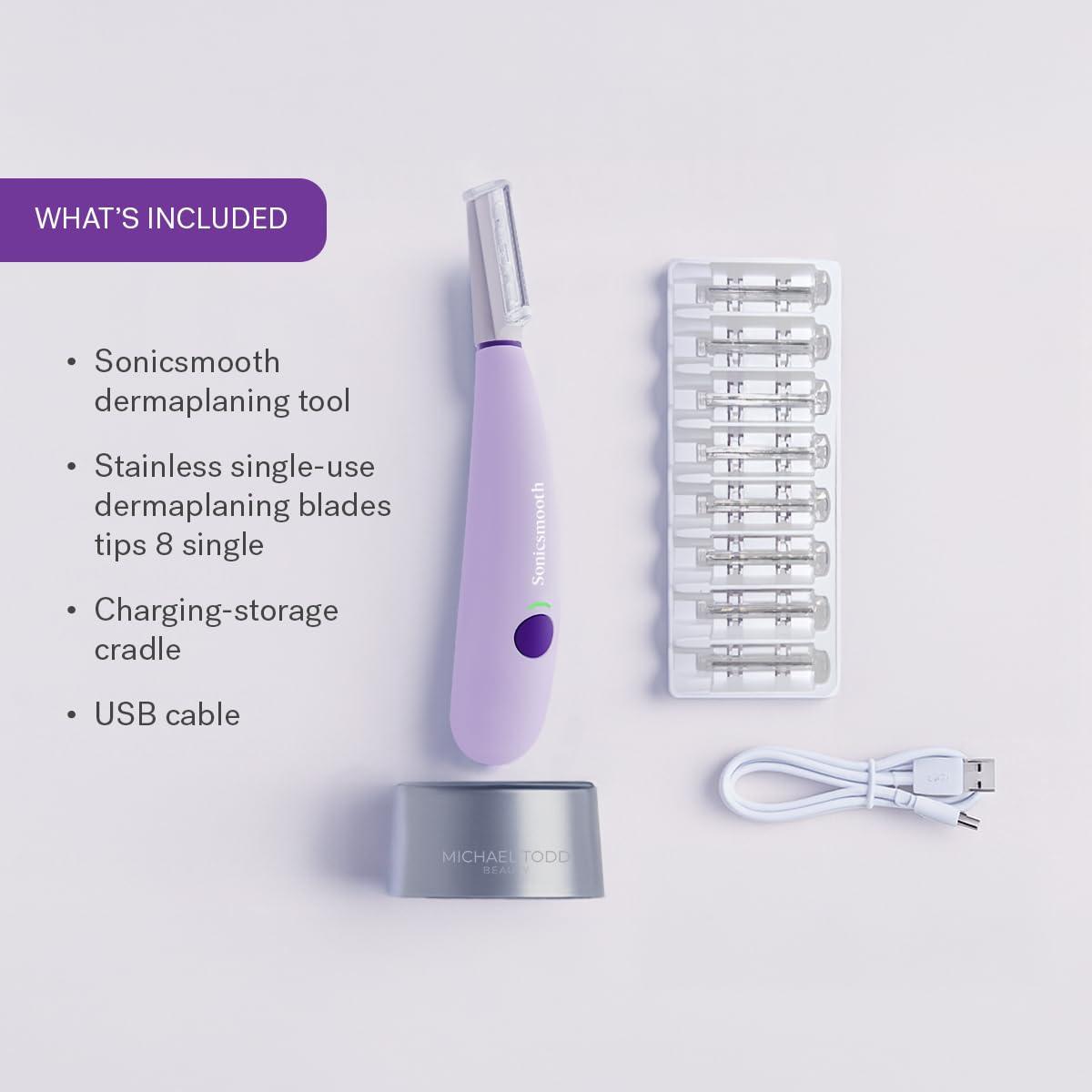 image:imageMichael Todd Beauty Sonicsmooth Dermaplane Razor for Women Face Eyebrow trimmer Dermaplaning System Peach Fuzz Remover 8 Weeks of Dermaplaning BladesLavender
