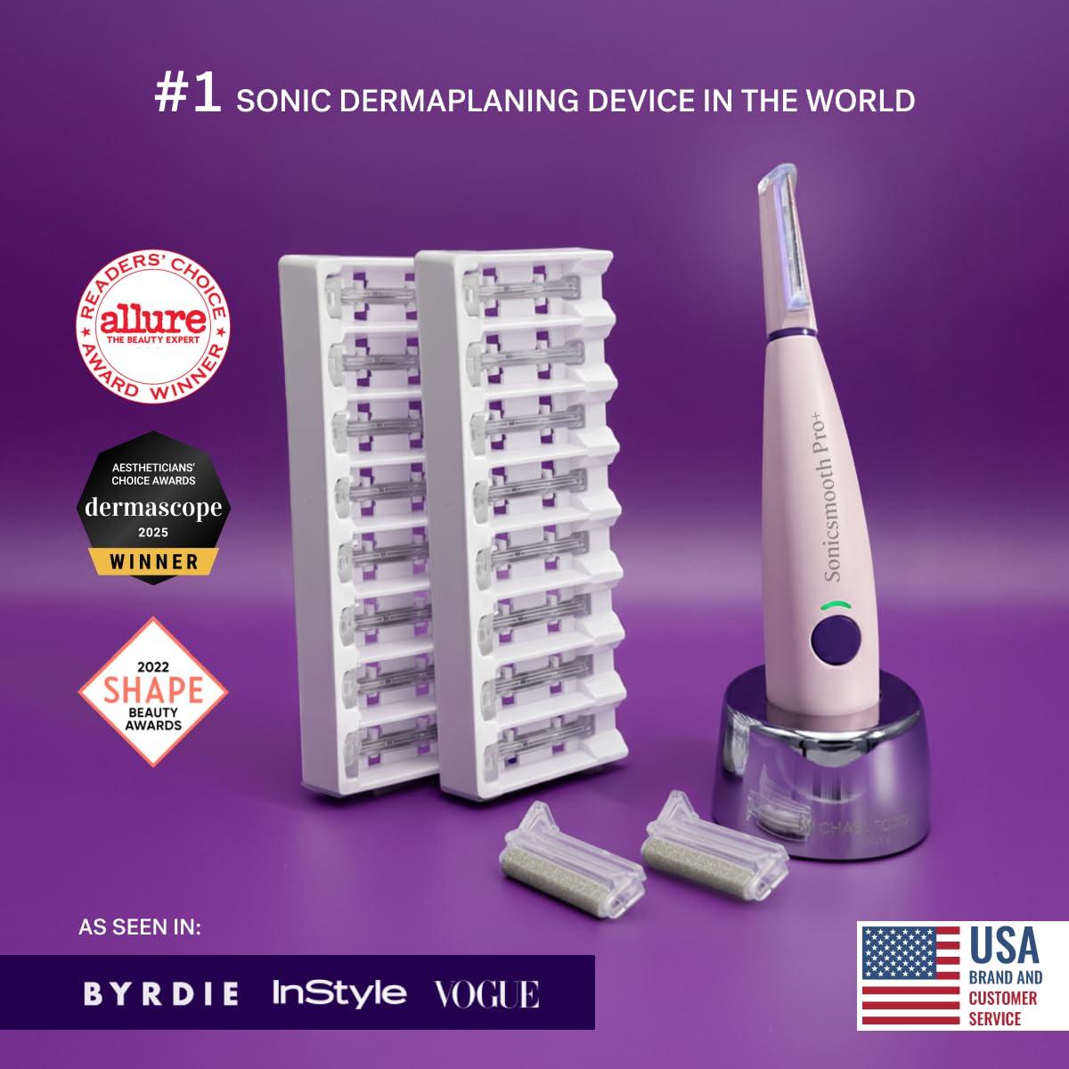 image:imageMichael Todd Beauty Sonicsmooth Pro Dermaplane Razor for Women Face Eyebrow trimmer Dermaplaning System wLED Light Peach Fuzz Remover 16 Dermaplaning Blades amp 2 Microsmooth Exfoliation TipsPink