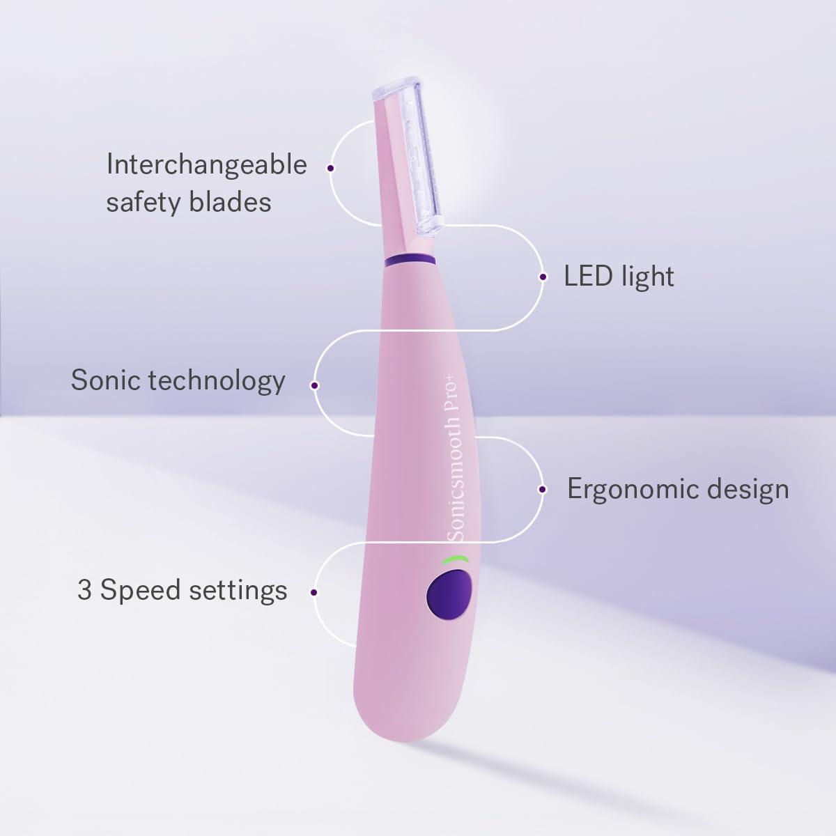 image:imageMichael Todd Beauty Sonicsmooth Pro Dermaplane Razor for Women Face Eyebrow trimmer Dermaplaning System wLED Light Peach Fuzz Remover 16 Dermaplaning Blades amp 2 Microsmooth Exfoliation TipsPink
