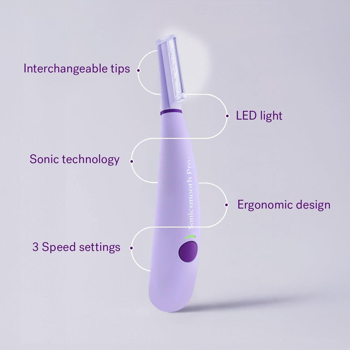 image:imageMichael Todd Beauty Sonicsmooth Pro Dermaplane Razor for Women Face Eyebrow trimmer Dermaplaning System wLED Light Peach Fuzz Remover 16 Dermaplaning Blades amp 2 Microsmooth Exfoliation TipsLavender