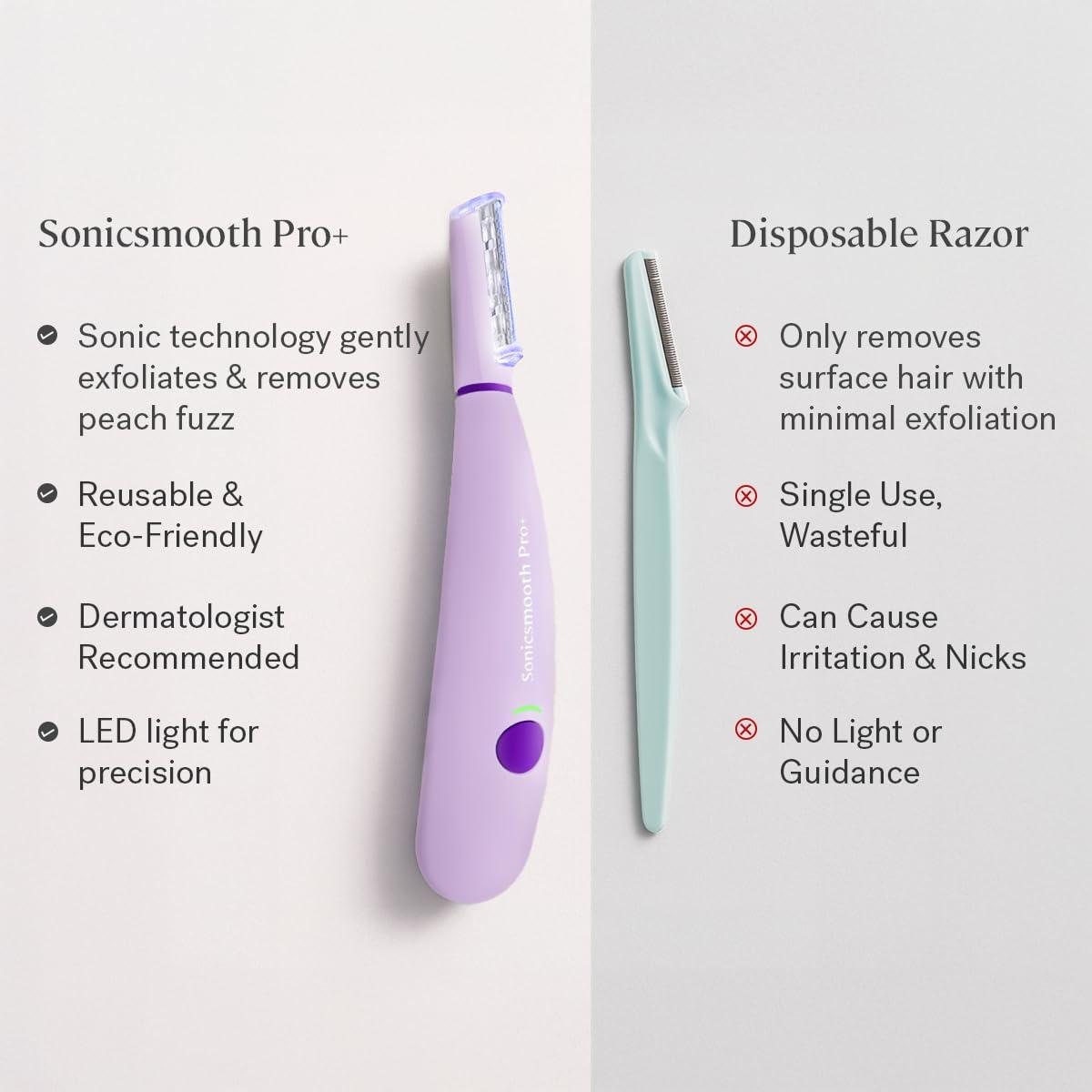 image:imageMichael Todd Beauty Sonicsmooth Pro Dermaplane Razor for Women Face Eyebrow trimmer Dermaplaning System wLED Light Peach Fuzz Remover 16 Dermaplaning Blades amp 2 Microsmooth Exfoliation TipsLavender