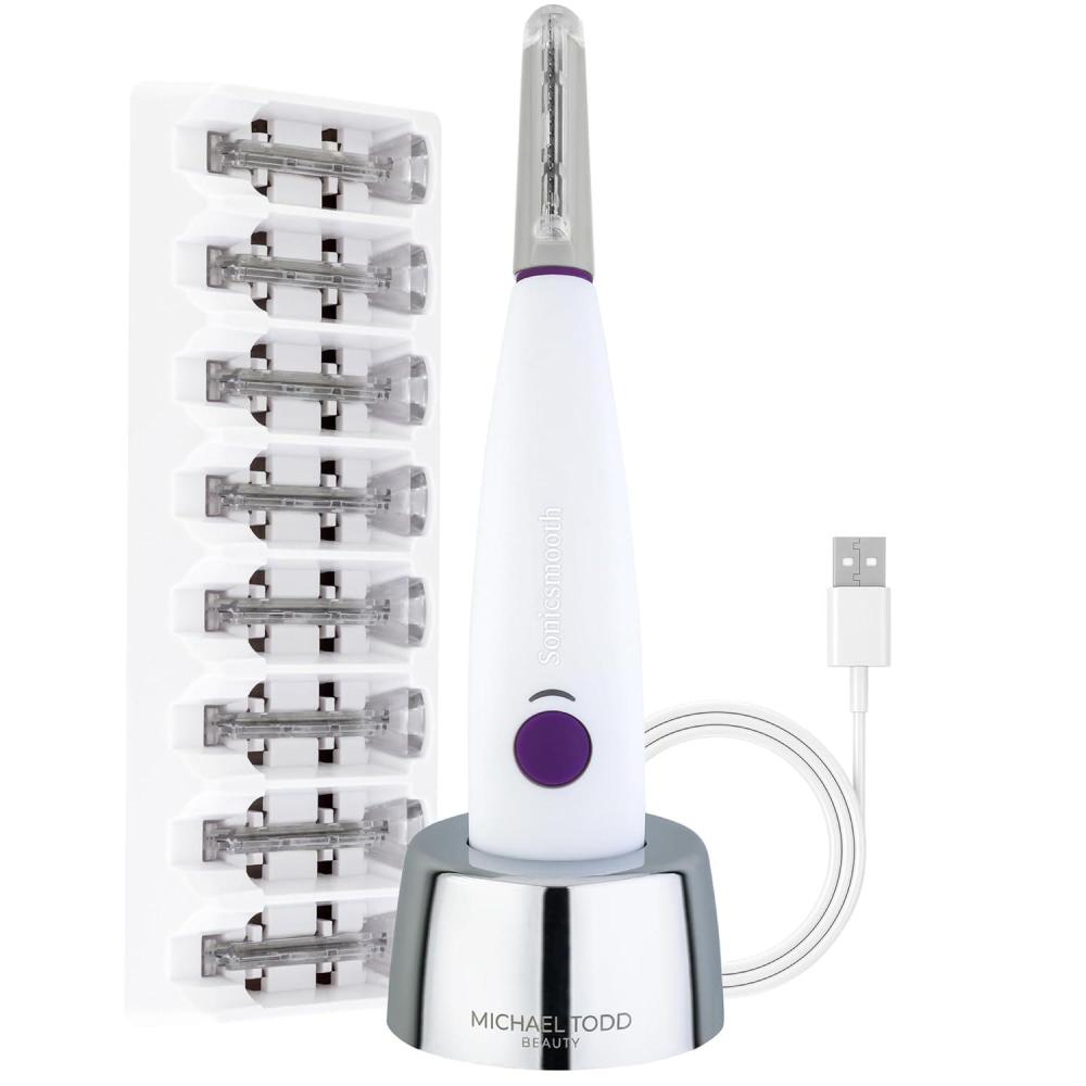 image:imageMichael Todd Beauty Sonicsmooth SONIC Technology Dermaplaning Tool 2 in 1 Womens Facial Exfoliation amp Peach Fuzz Hair Removal System with 8 Weeks of Dermaplaning Blades