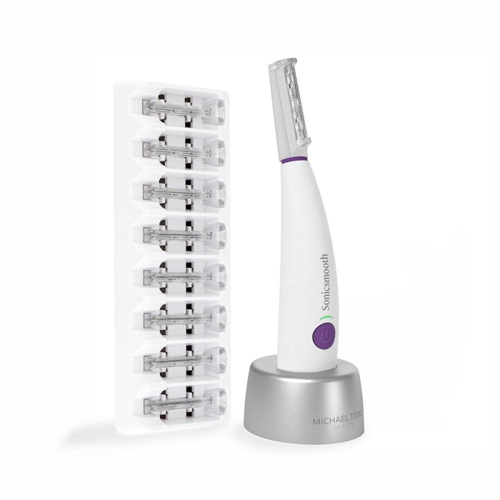 image:imageMichael Todd Beauty Sonicsmooth Dermaplane Razor for Women Face Eyebrow trimmer Dermaplaning System Peach Fuzz Remover 8 Weeks of Dermaplaning BladesWhite