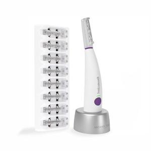 Michael Todd Beauty Sonicsmooth Dermaplane Razor for Women Face + Eyebrow trimmer Dermaplaning System – Peach Fuzz Remover – 8 Weeks of Dermaplaning Blades(White)