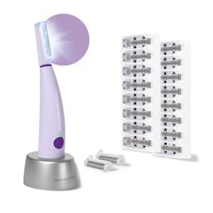 Michael Todd Beauty Sonicsmooth Pro+ Dermaplane Razor for Women Face + Eyebrow trimmer Dermaplaning System w/LED Light Peach Fuzz Remover -16 Dermaplaning Blades & 2 Microsmooth Exfoliation Tips(Lavender)