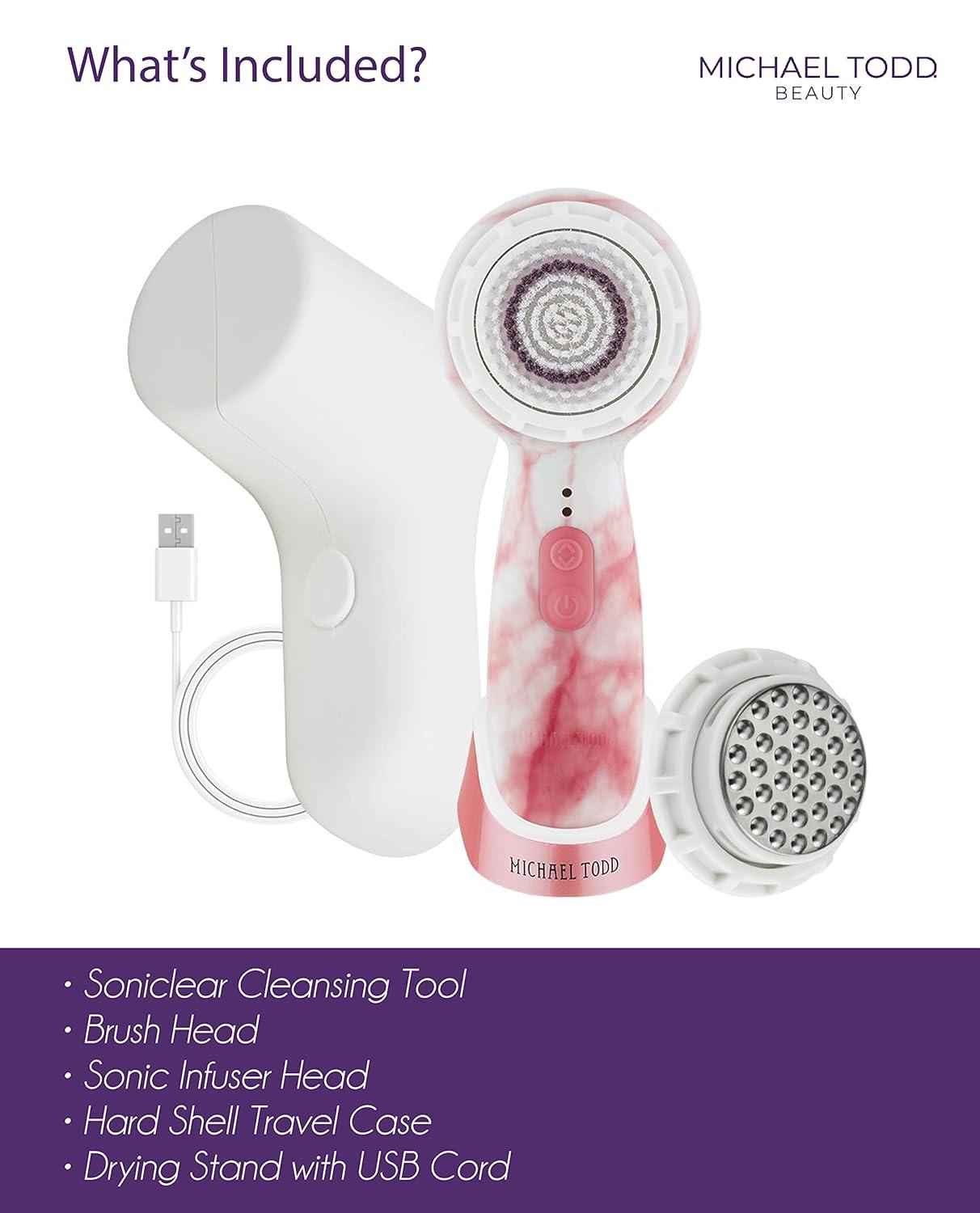 image:imageMichael Todd Beauty Soniclear Allure 2024 Best of Beauty Winner Facial Cleansing Exfoliation Brush System with 3 speeds Serum Infusion Head Travel Case