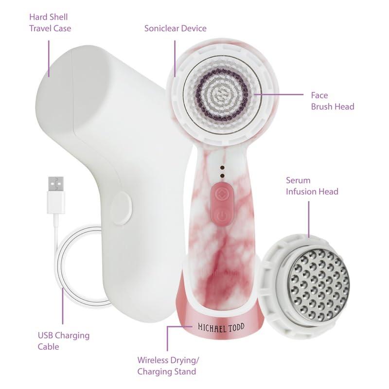 image:imageMichael Todd Beauty Soniclear Allure 2024 Best of Beauty Winner Facial Cleansing Exfoliation Brush System with 3 speeds Serum Infusion Head Travel Case