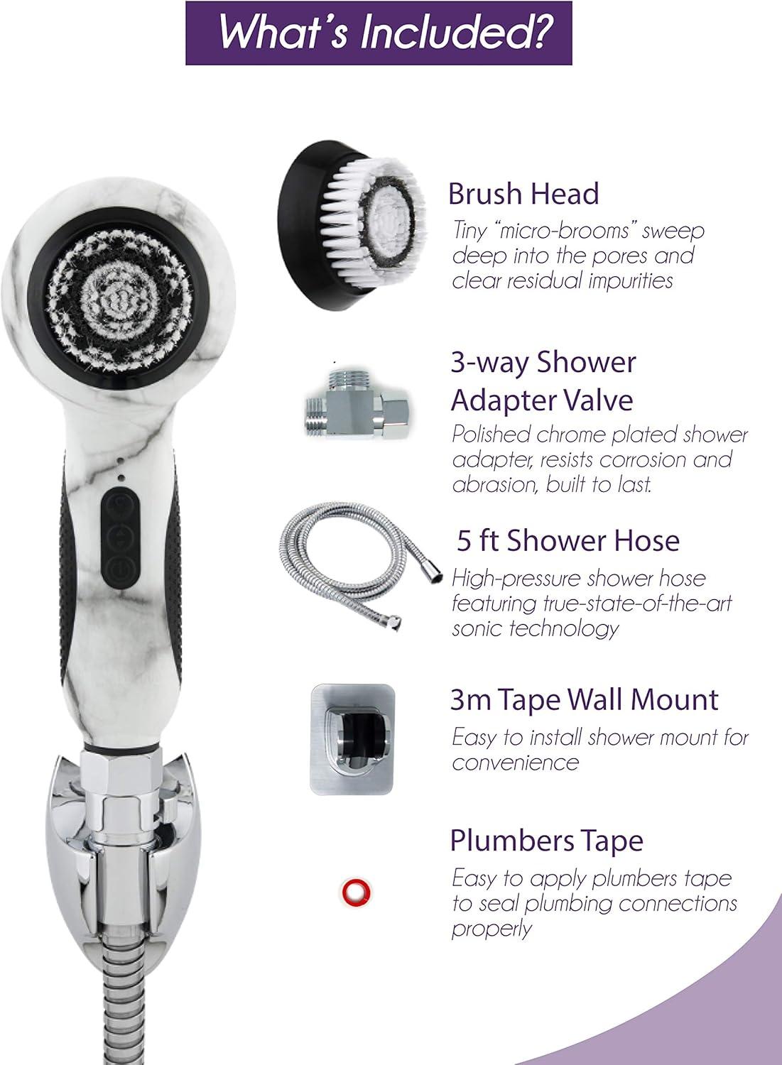 image:imageMichael Todd Beauty Hydrojet PorePurifying Facial Cleansing System 6Speed Detoxifying Brush for All Skin Types 3Way Diverter Shower Mount 5 Shower Hose Plumbers Tape amp USB Charger